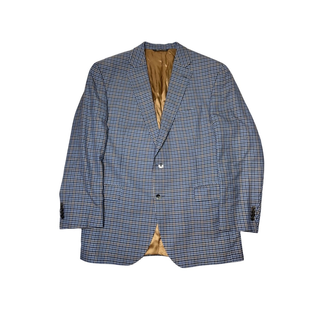 Jack Victor Exclusive Collection Plaid Sports Coat Men's Size 40R Blue